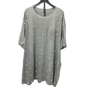 HB Grey Crew Neck Short Sleeve Chest Pocket Penguin T-Shirt Men Size 5XLT